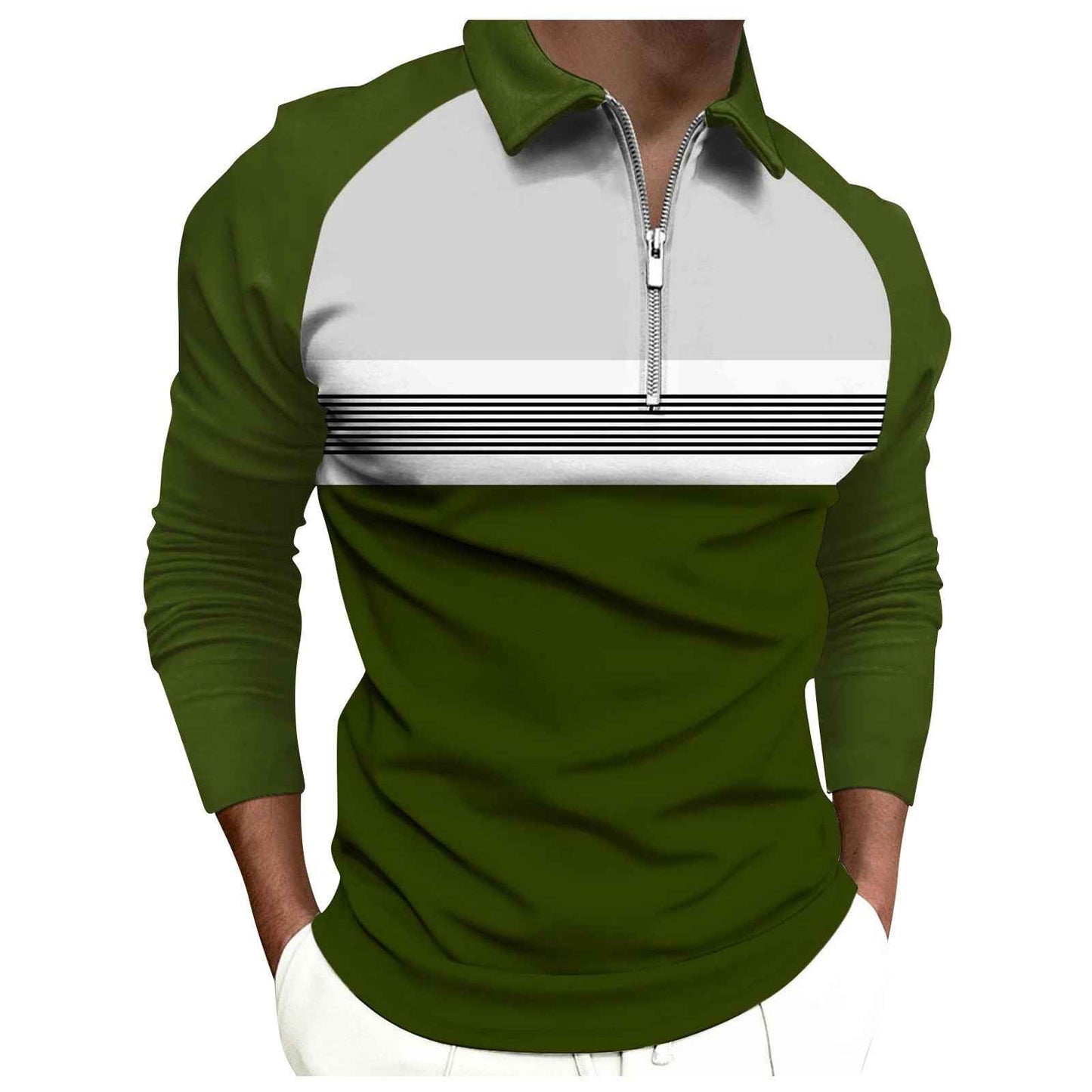 Zipper Men's Raglan-sleeve T-shirt Top