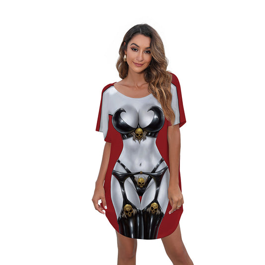 Vestido casual de talla grande con estampado digital para mujer
