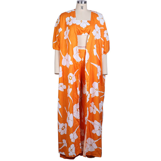 Women's Fashion Wide-leg Pants Three-piece Suit