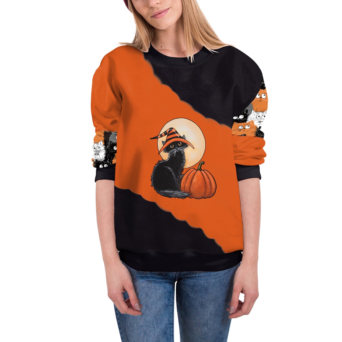 Women's Long-sleeved Pumpkin Halloween Sweater