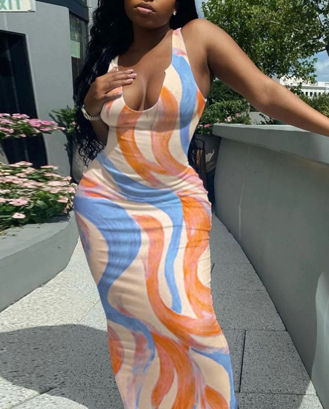 Vestido estampado de moda para mujer