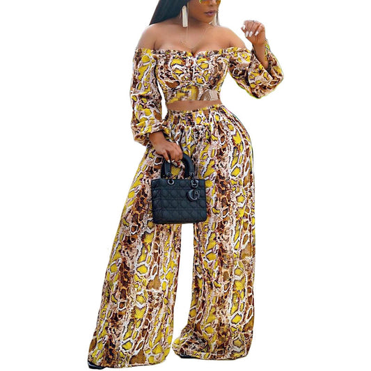 Women's Off-shoulder Long Sleeve Outfit Set