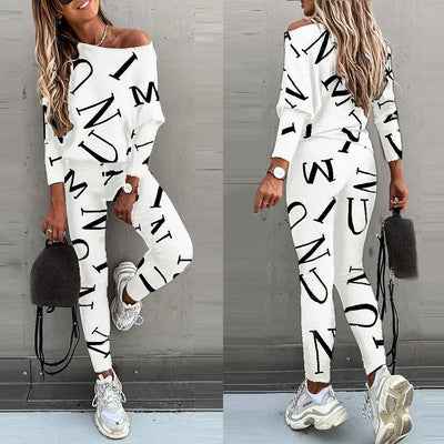 Women's Letter Printing Long-sleeve Suit
