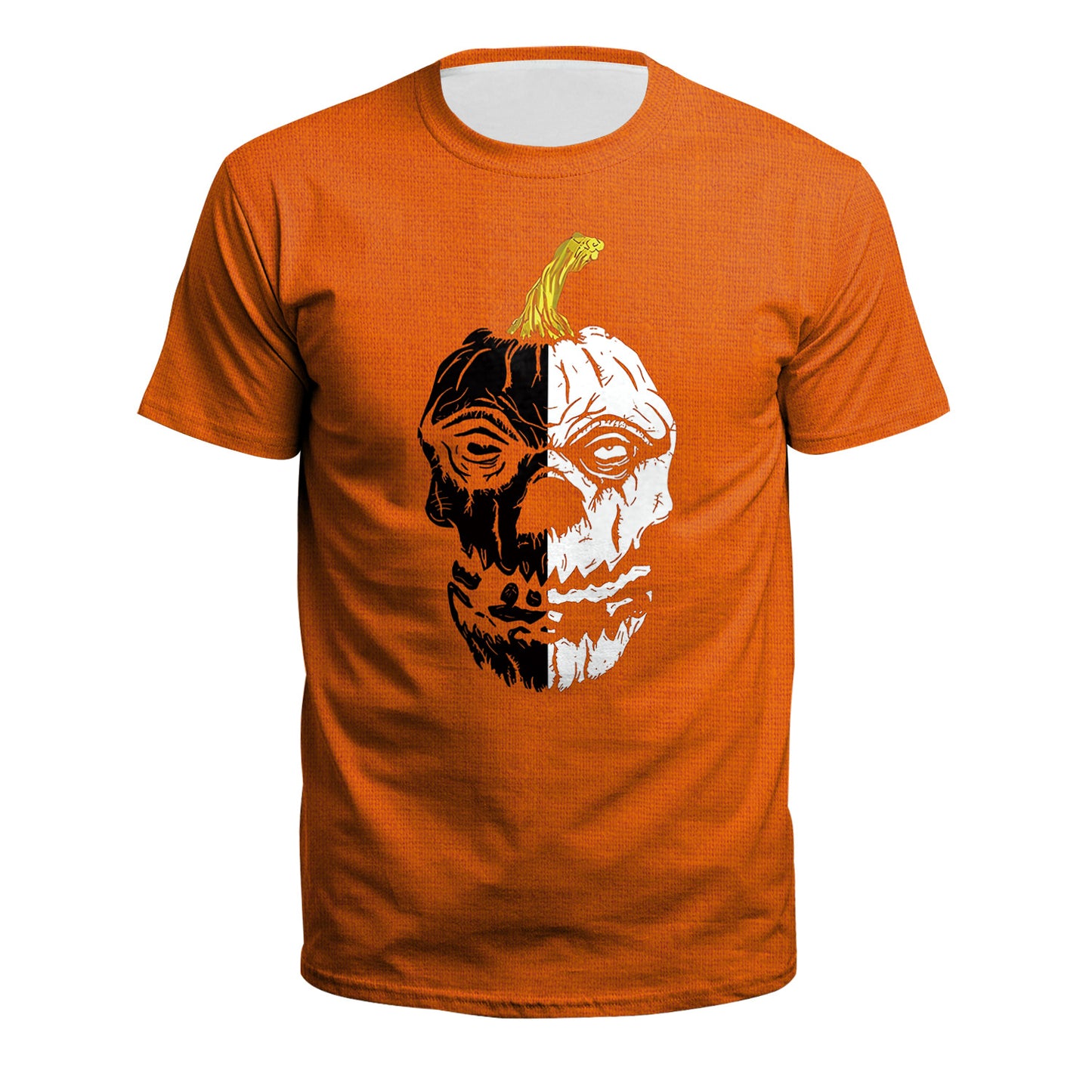 Pumpkin Skeleton Round Neck Short Sleeve T-Shirt
