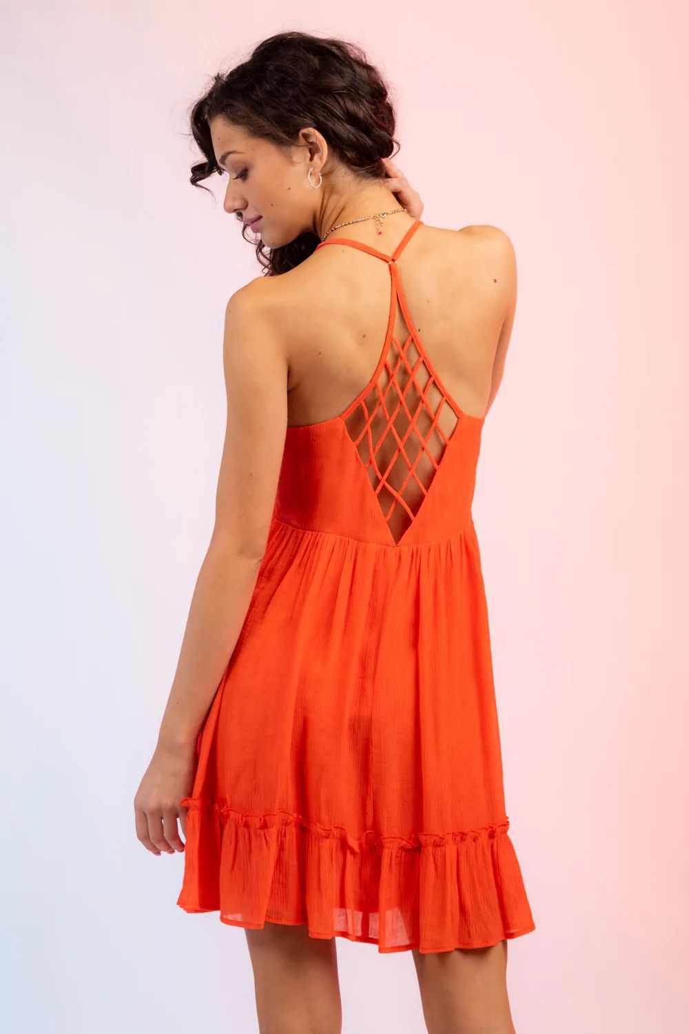 Vestido de cuadros escoceses de color liso para mujer