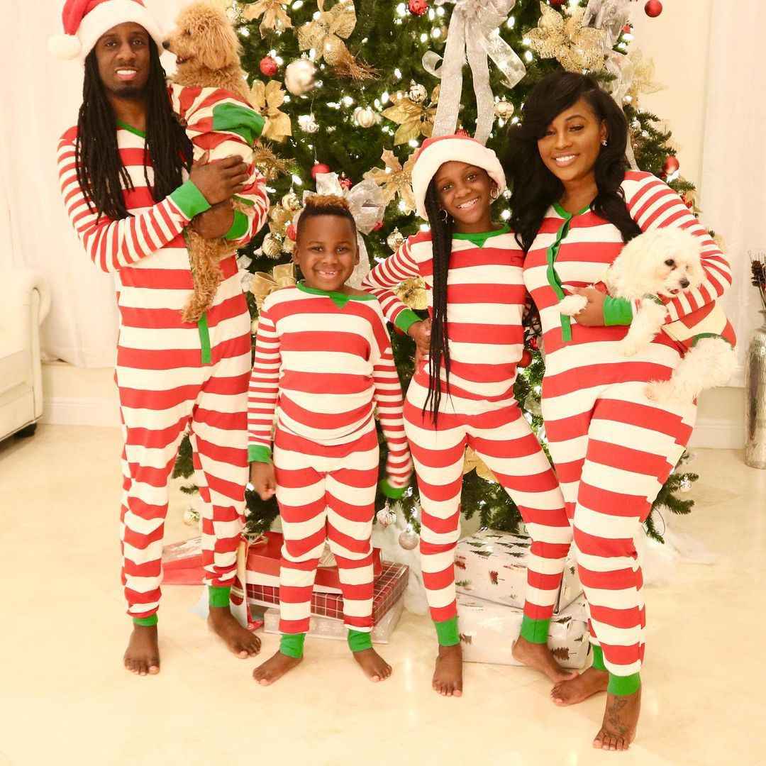 Christmas Home wear Pajamas One-piece Stripes