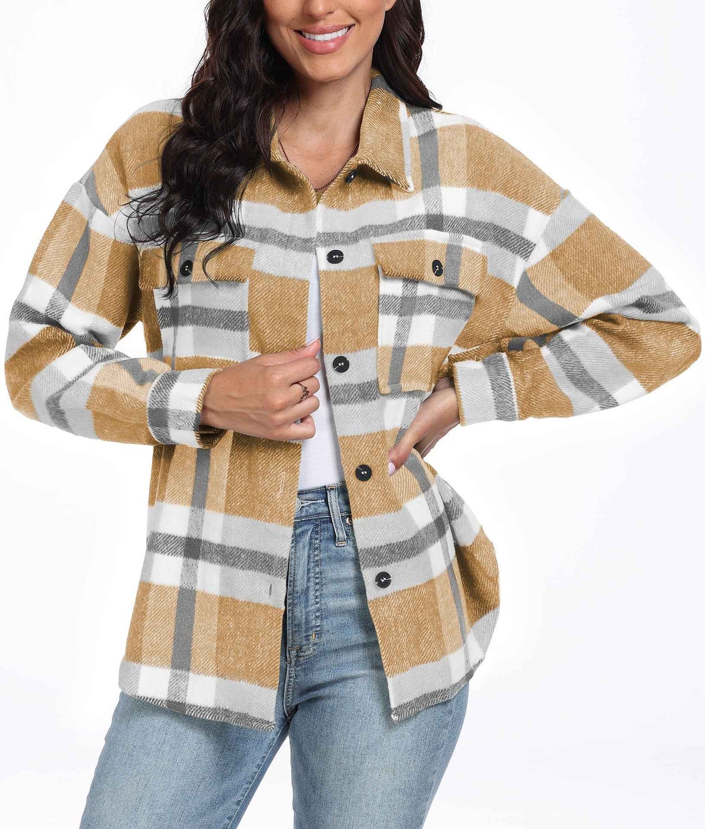 Women's Long Sleeve Striped Plaid Long Sleeve