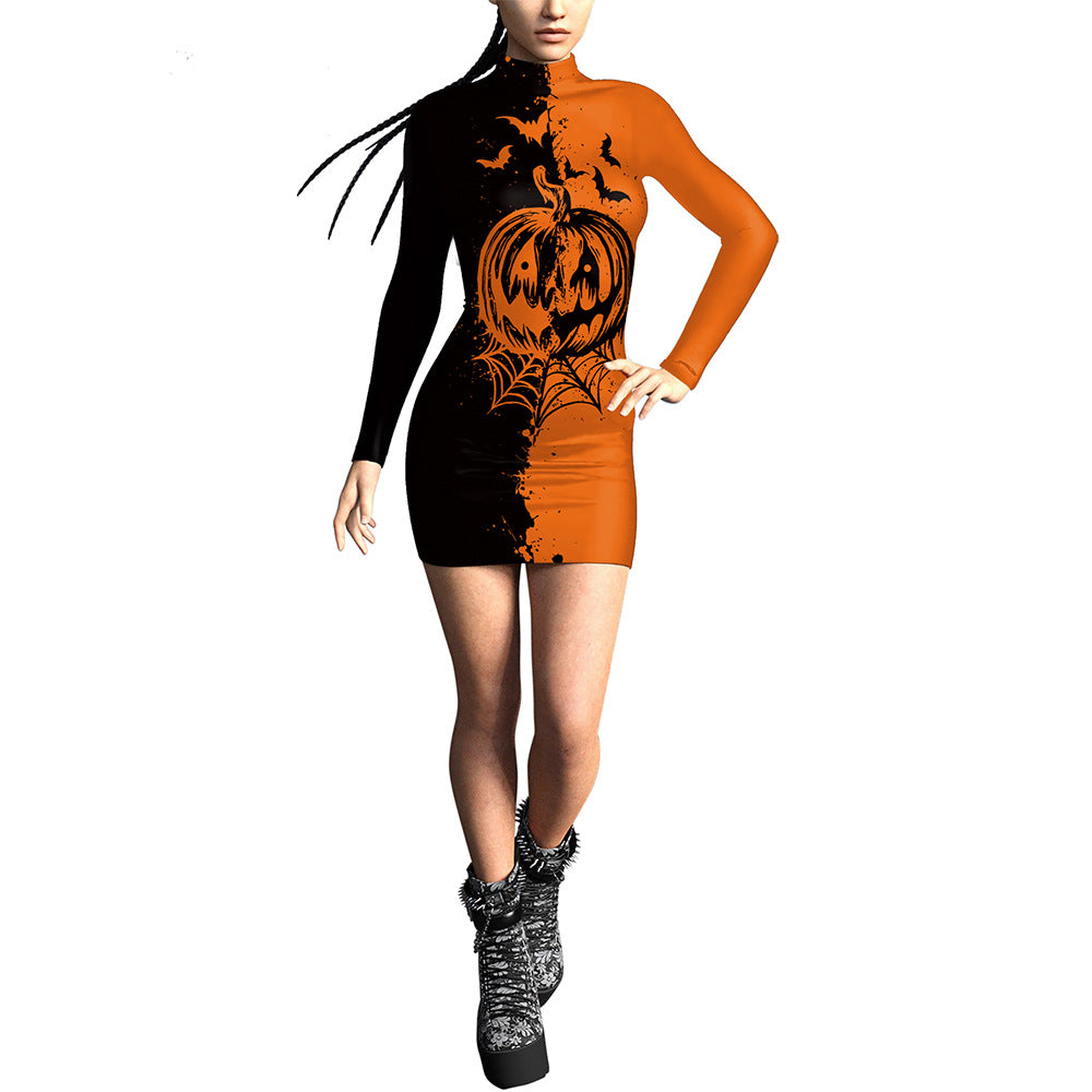 Women's 3D Pumpkin Slim-fit Halloween Dress