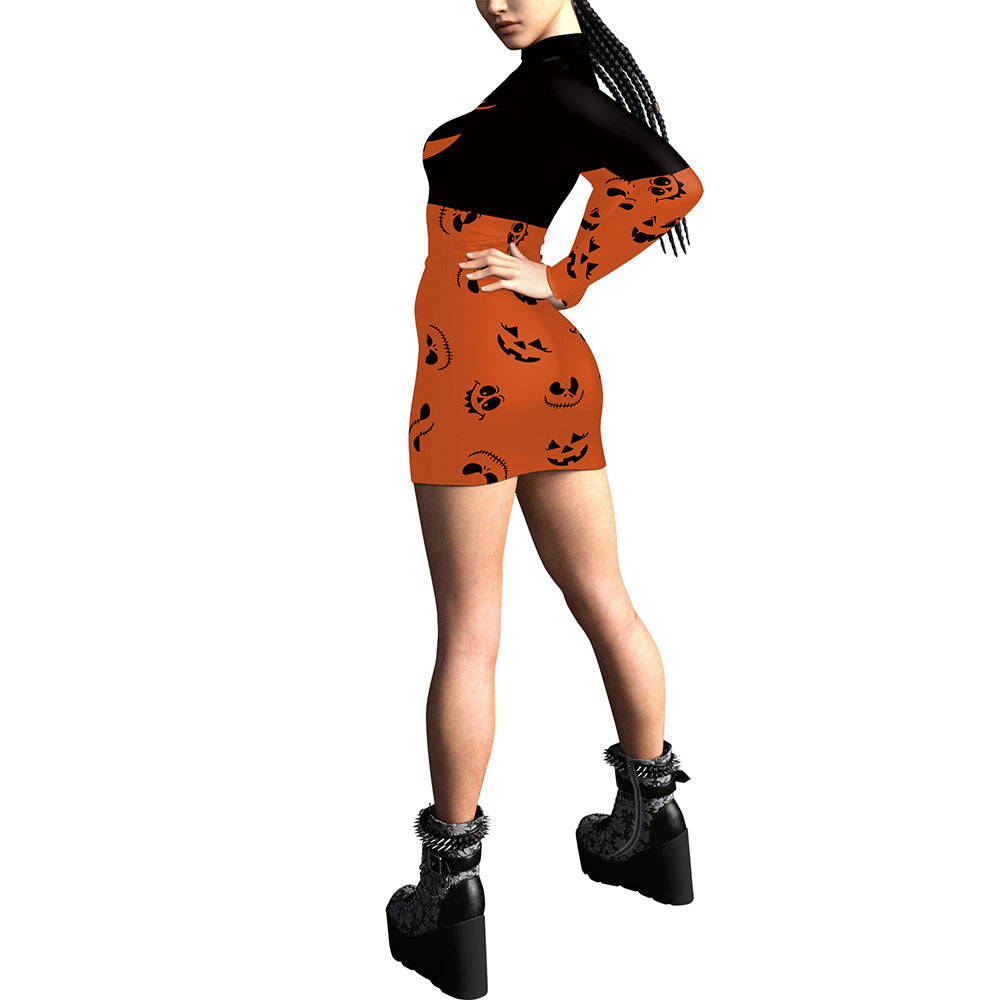 Women's 3D Pumpkin Slim-fit Halloween Dress