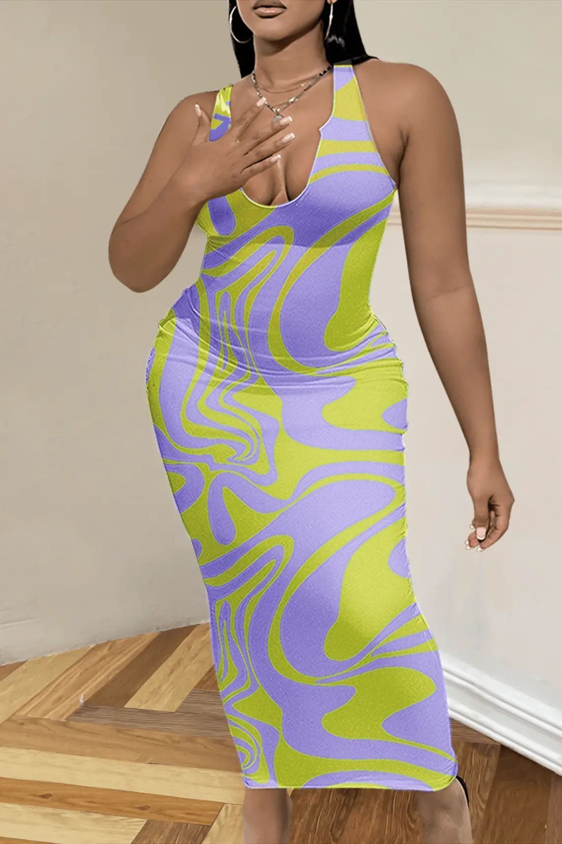 Vestido estampado de moda para mujer