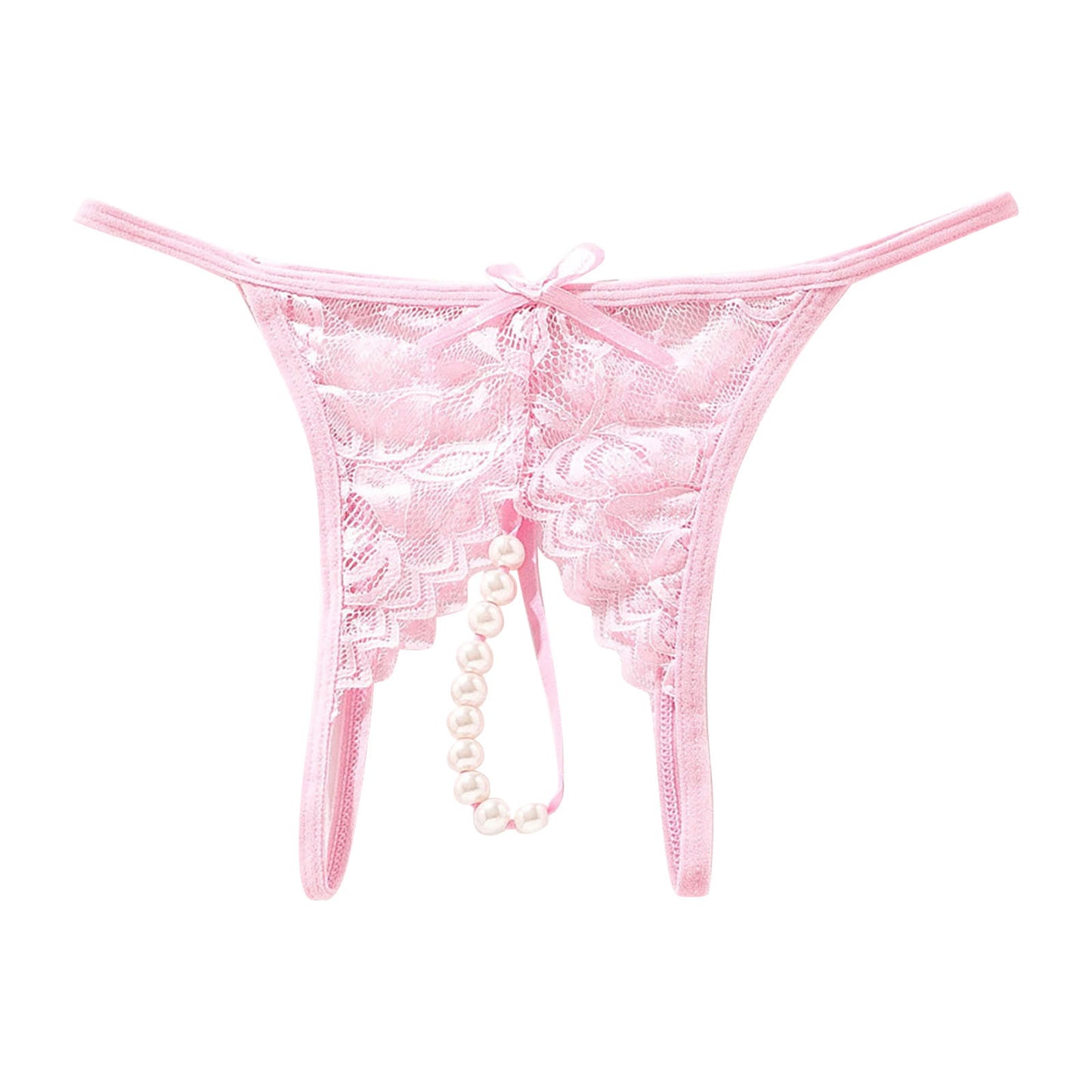Women's Pearl Massage G-String Open Crotch Thong Panties