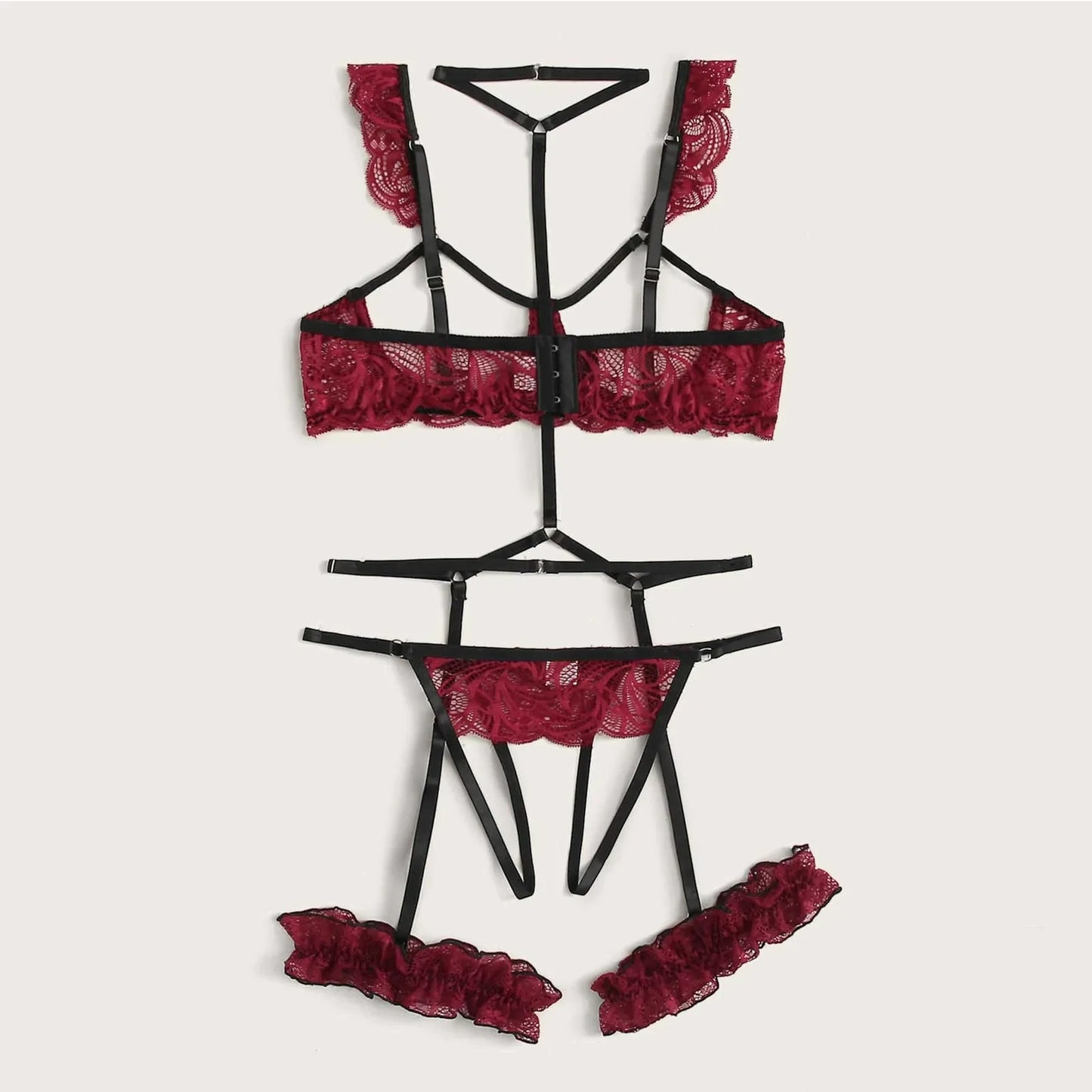 Lace Crotchless Lingerie Set