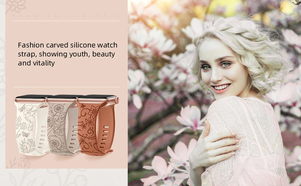 Floral Engraved Strap Apple Watch Band
