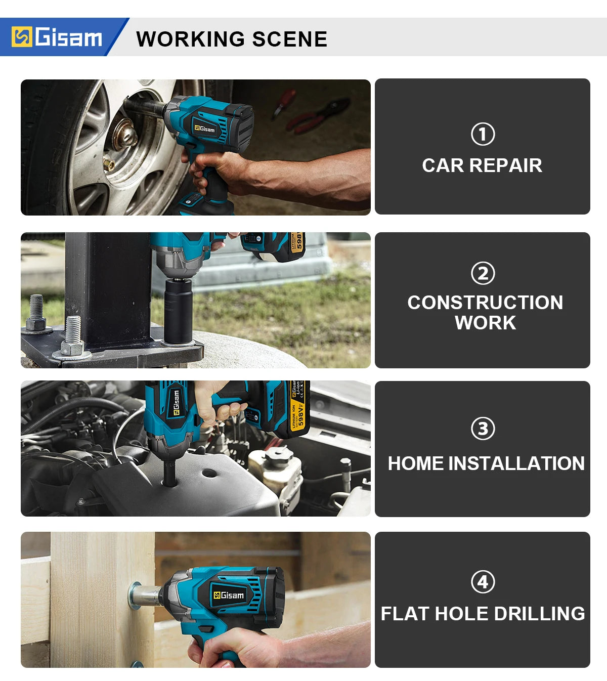 1200N.M Torque Brushless Electric Impact Wrench 1/2 Inch Cordless Electric Wrench Screwdriver Power Tools For Makita 18V Battery