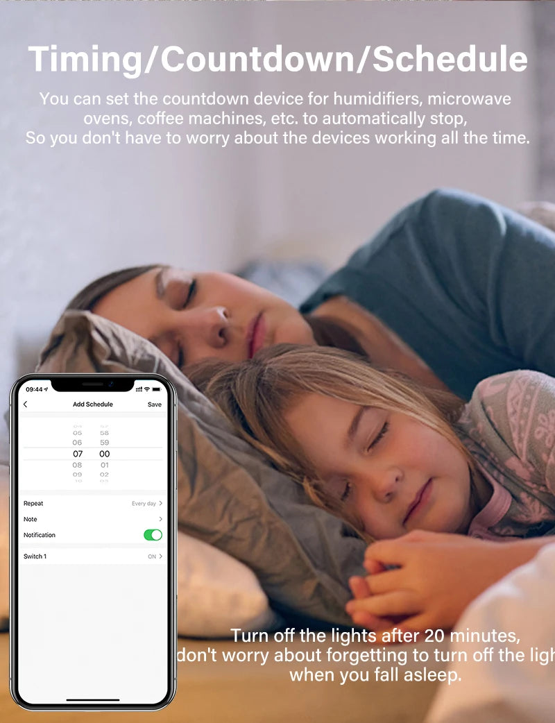16A Tuya Smart WiFi Switch,2-way Mini Light Switch Power Metering Breaker,For Alexa,Google Home,Yandex Alice,Smart Life Control