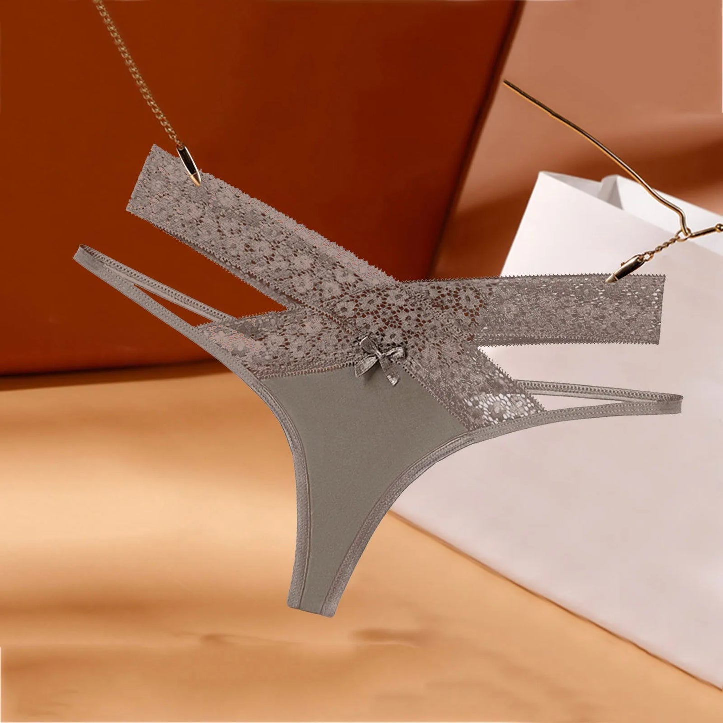 Women's Floral Lace Mesh Thong Panties