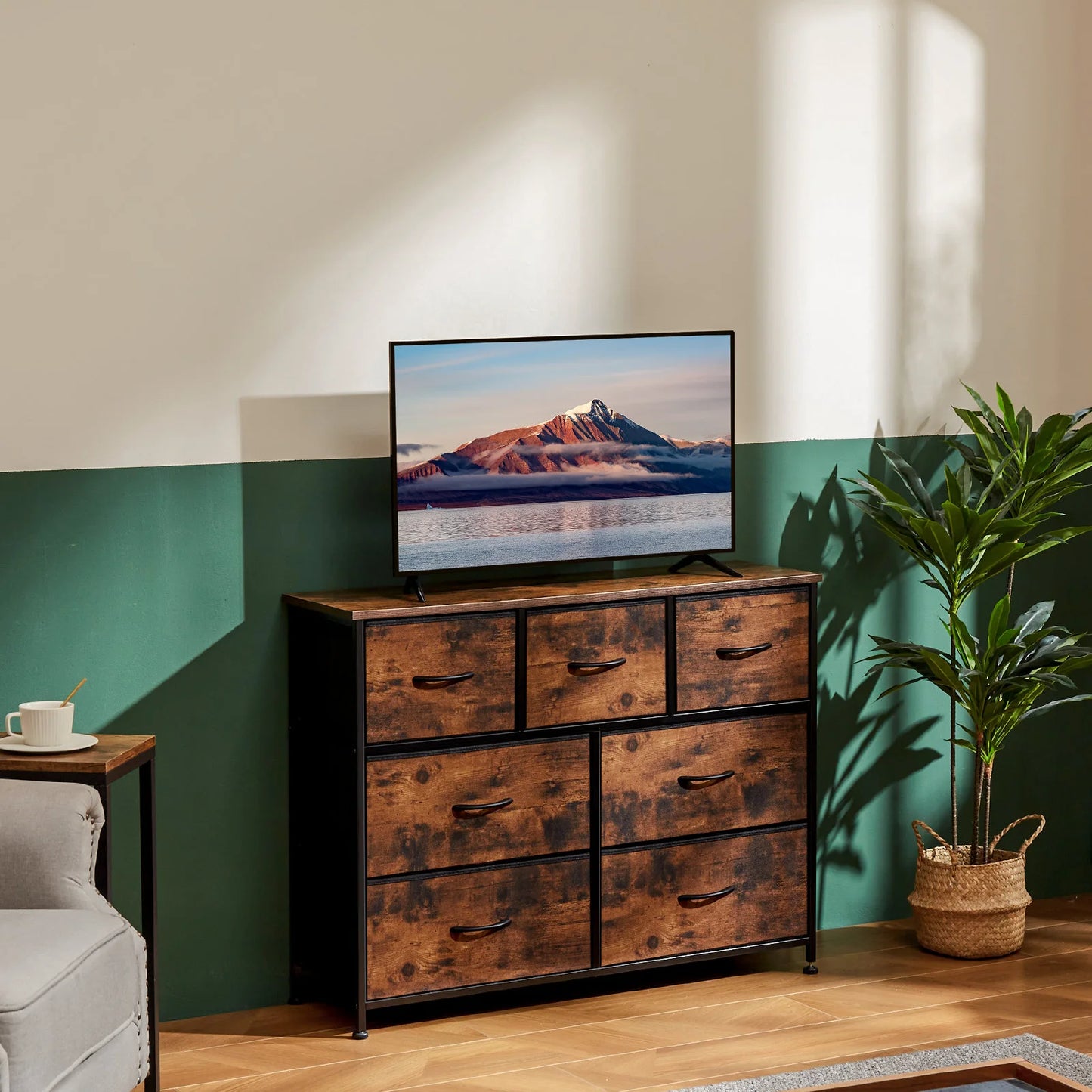 JHK Dresser For Bedroom With 7 Fabric Drawers Organizer Storage Closet Chest Clothes For Living Room Display Cabinet Of Furniture