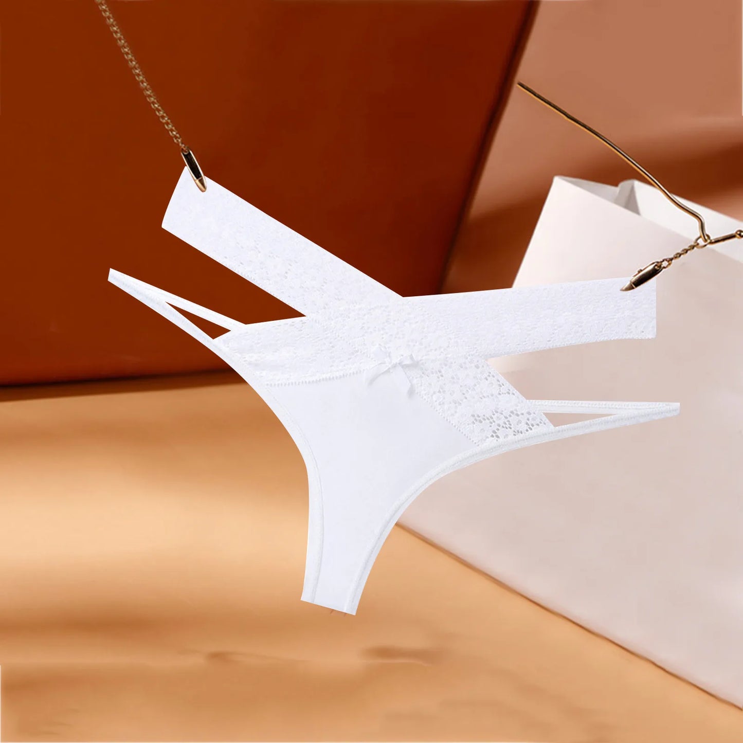 Women's Floral Lace Mesh Thong Panties