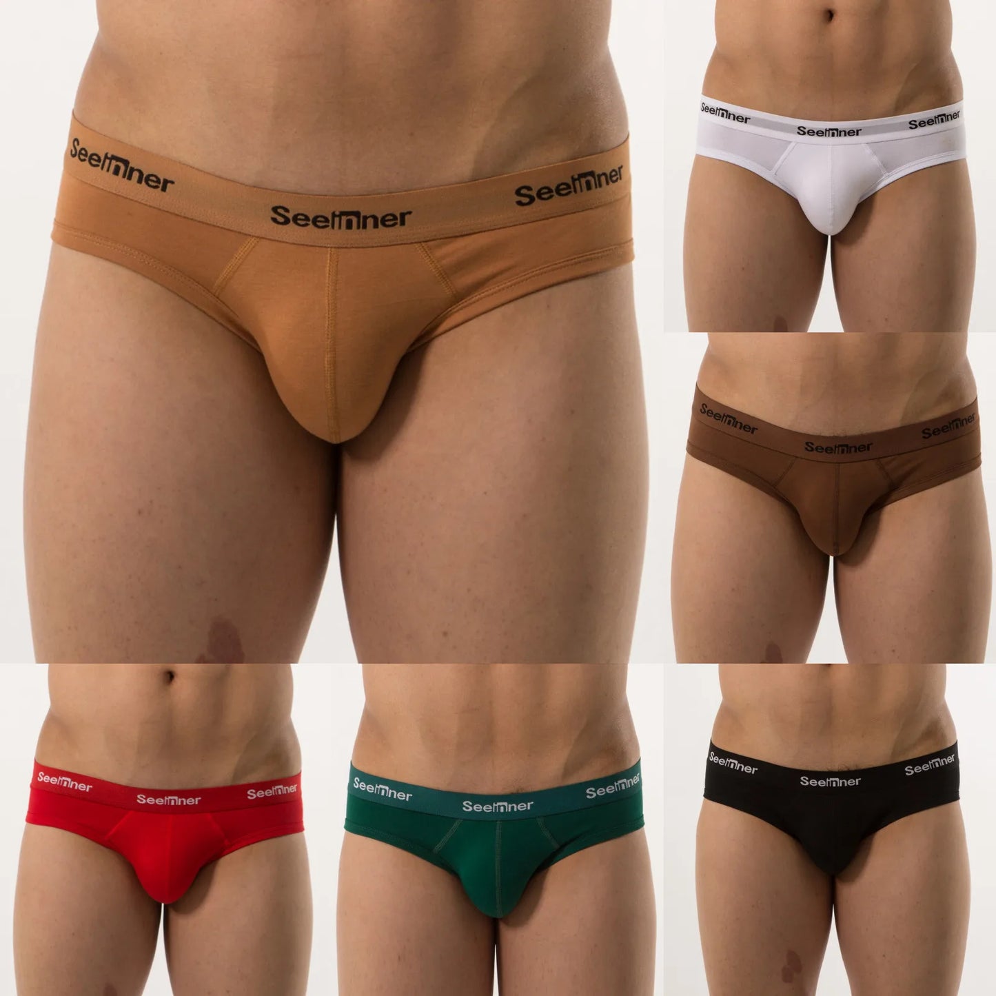 Men's Solid Color Silk Briefs