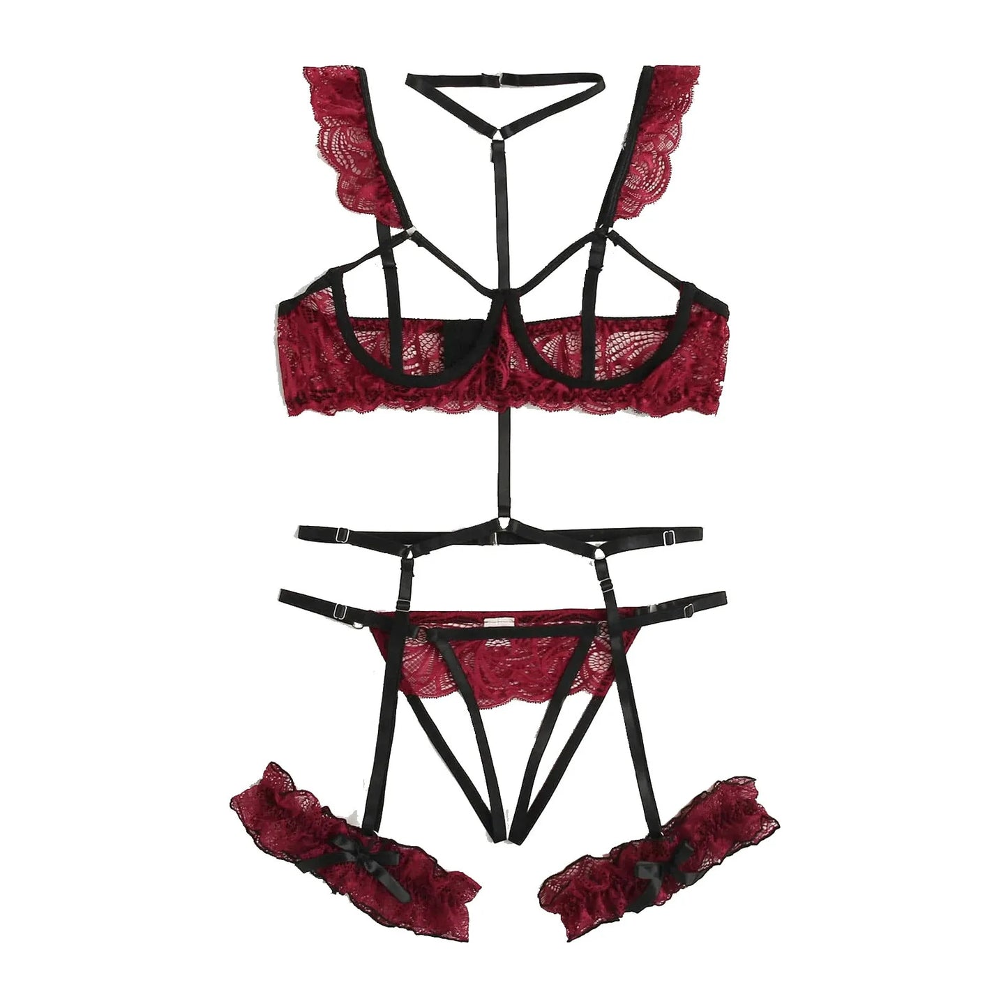 Lace Crotchless Lingerie Set