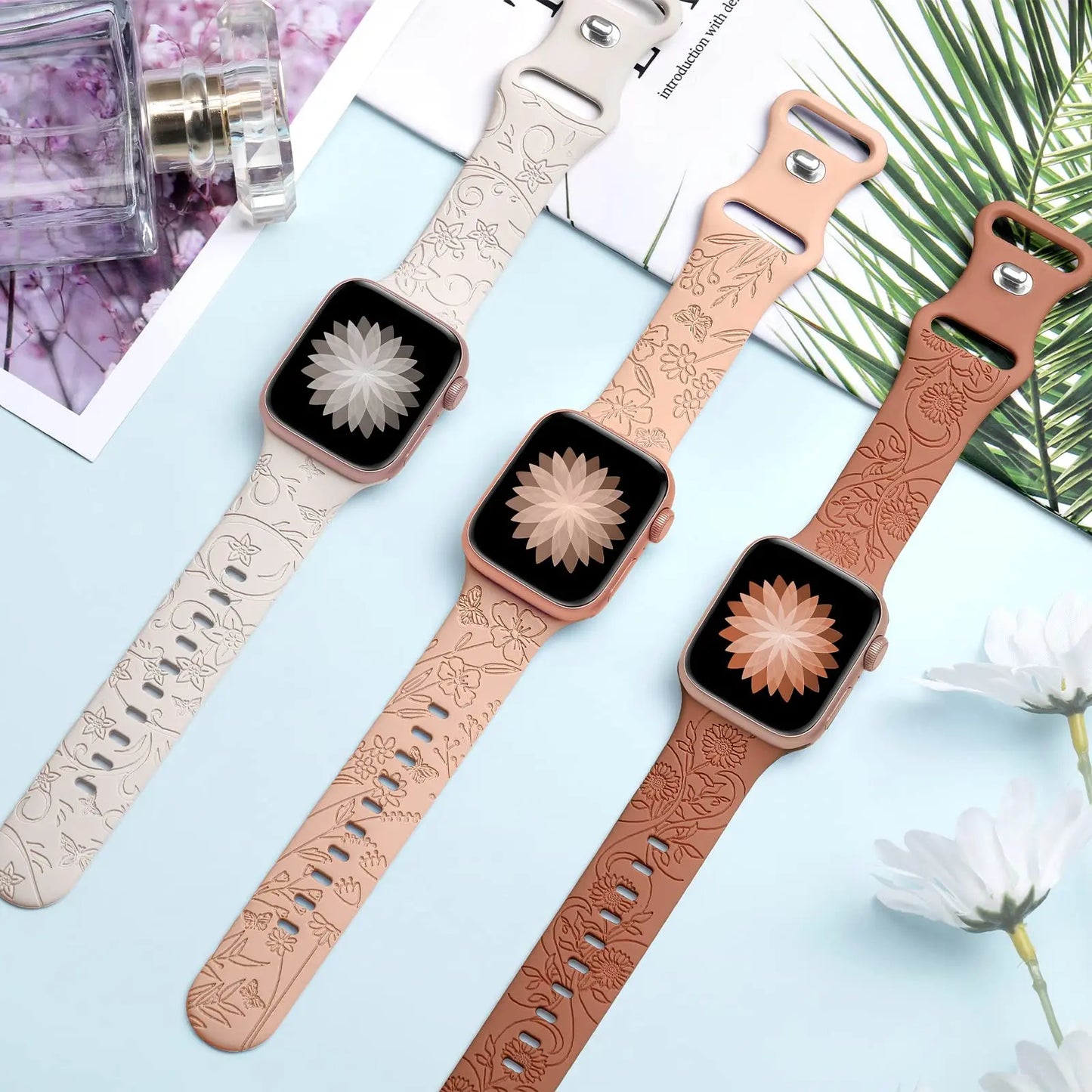 Floral Engraved Strap Apple Watch Band