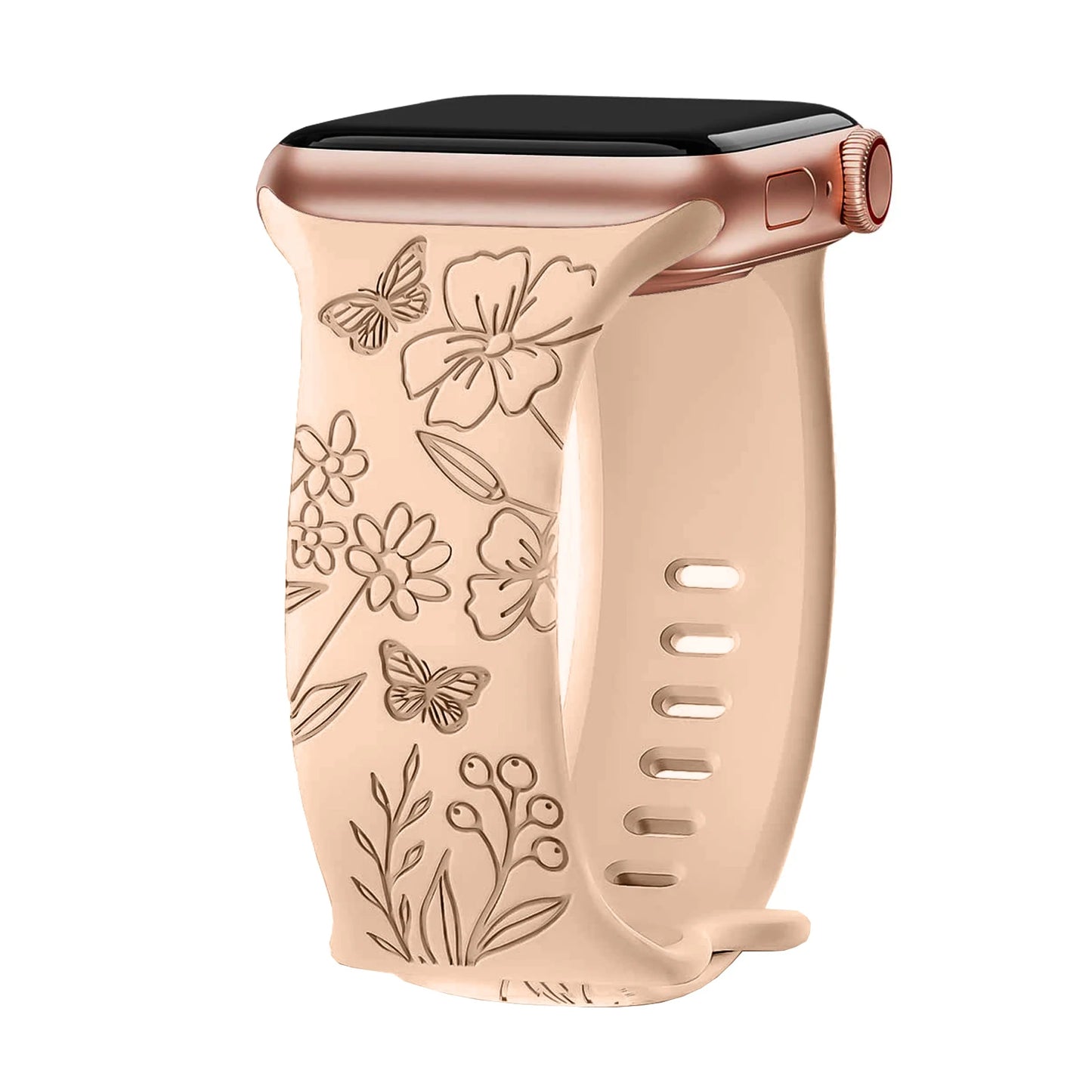 Floral Engraved Strap Apple Watch Band