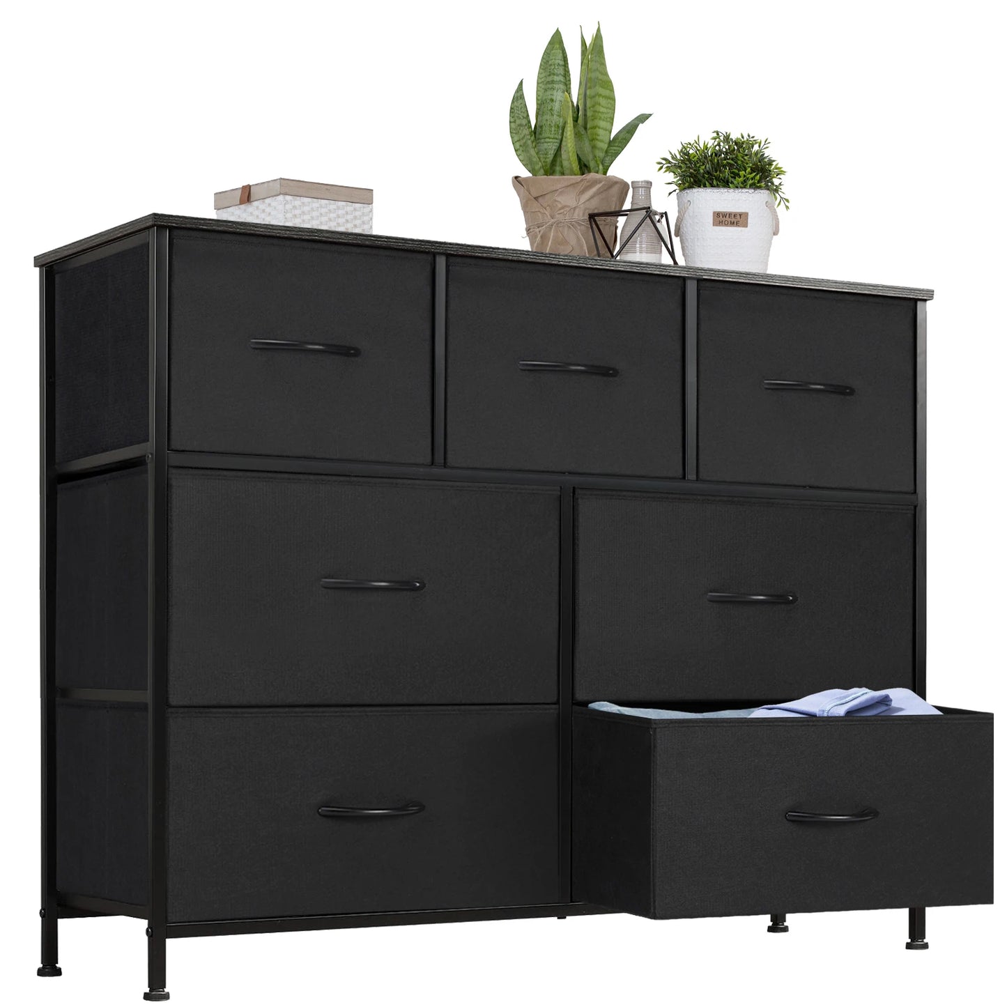 JHK Dresser For Bedroom With 7 Fabric Drawers Organizer Storage Closet Chest Clothes For Living Room Display Cabinet Of Furniture