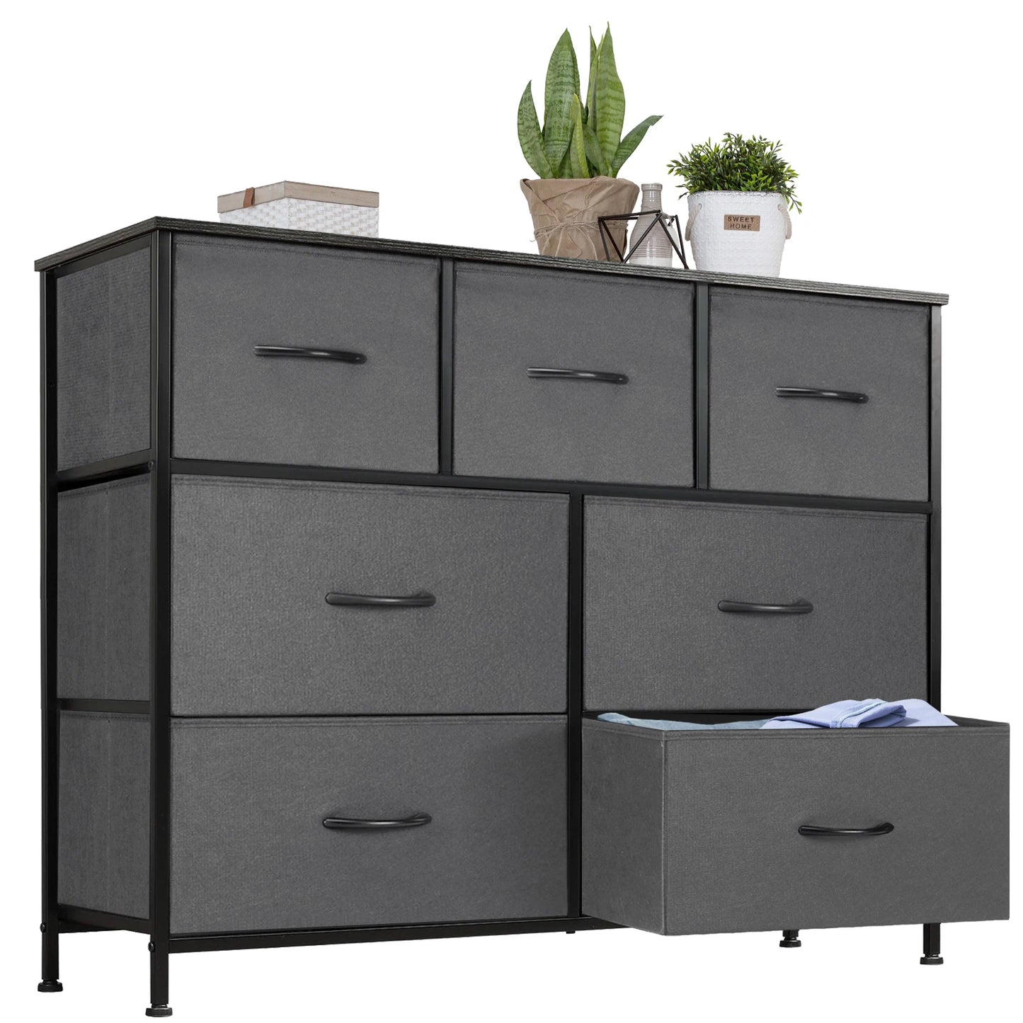 JHK Dresser For Bedroom With 7 Fabric Drawers Organizer Storage Closet Chest Clothes For Living Room Display Cabinet Of Furniture