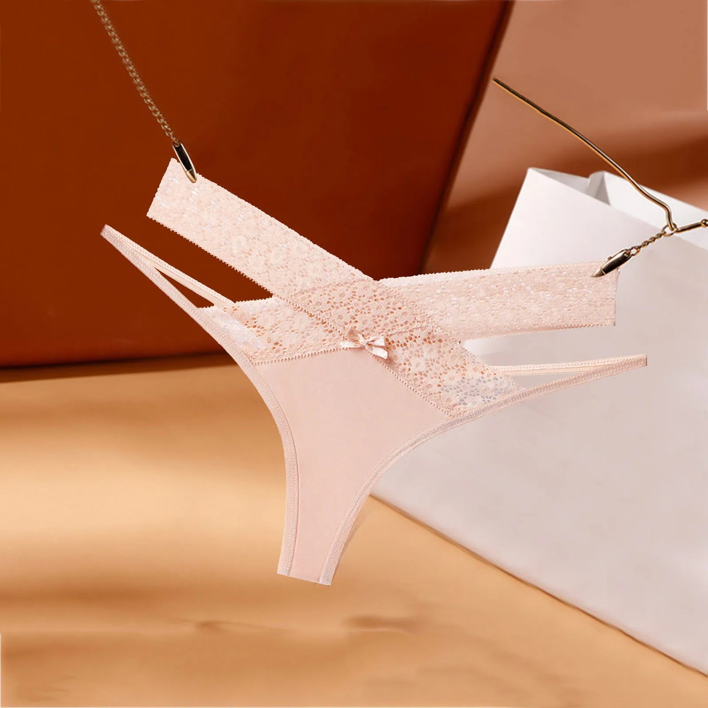 Women's Floral Lace Mesh Thong Panties