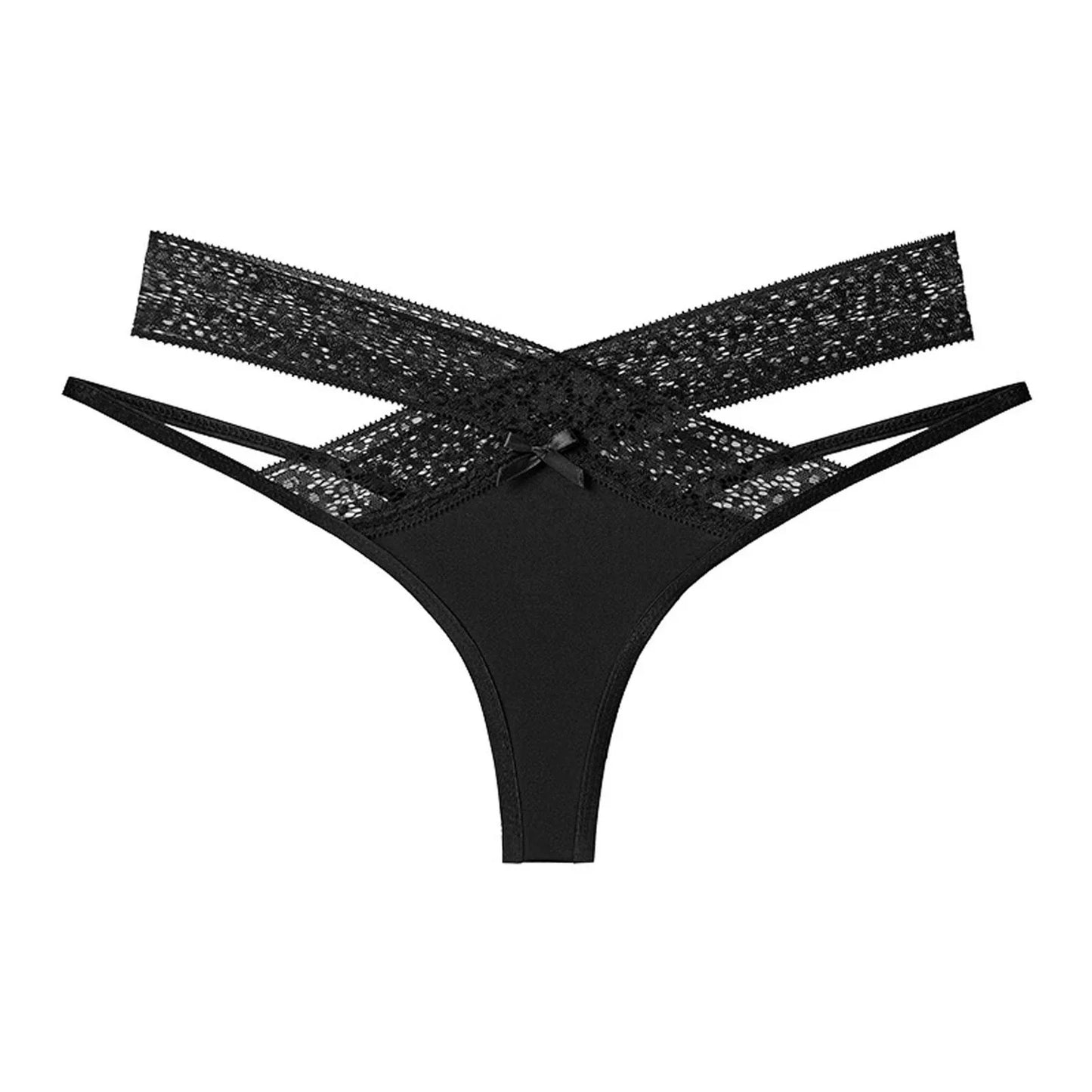 Women's Floral Lace Mesh Thong Panties