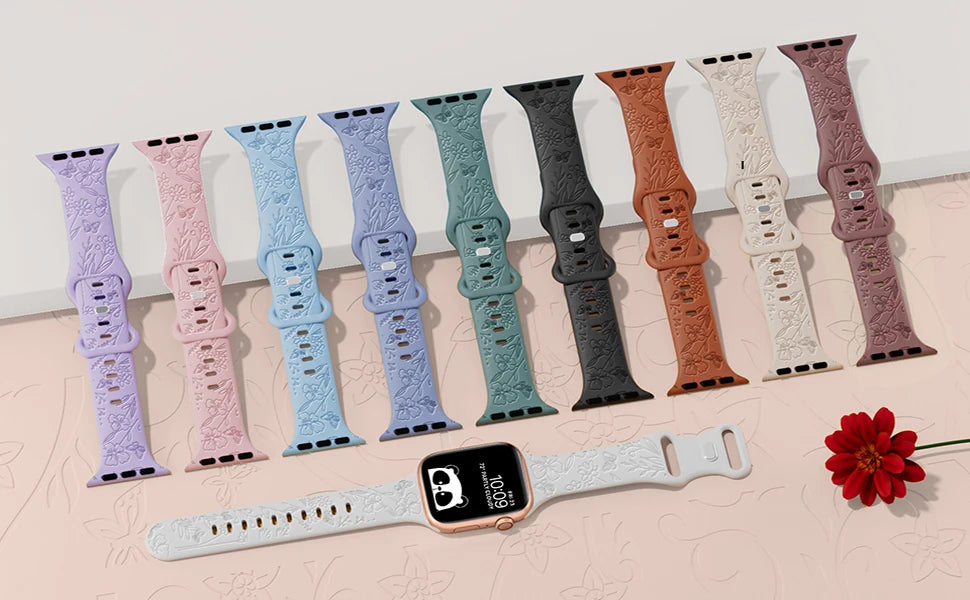 Floral Engraved Strap Apple Watch Band