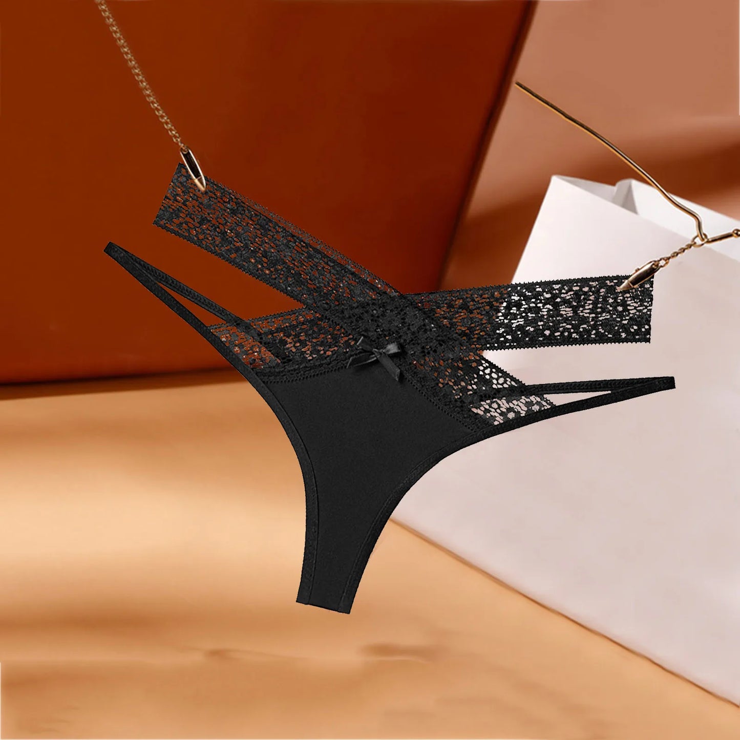 Women's Floral Lace Mesh Thong Panties