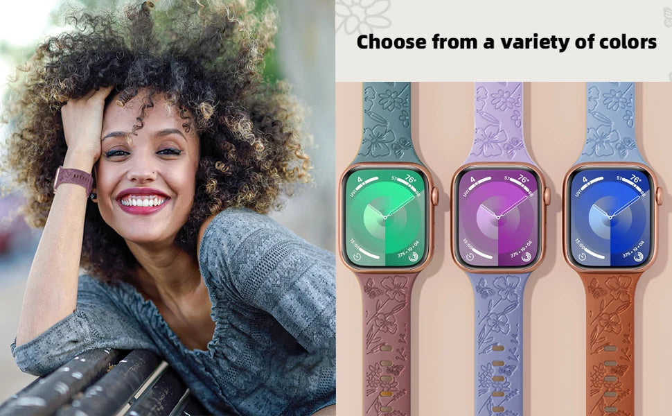 Floral Engraved Strap Apple Watch Band