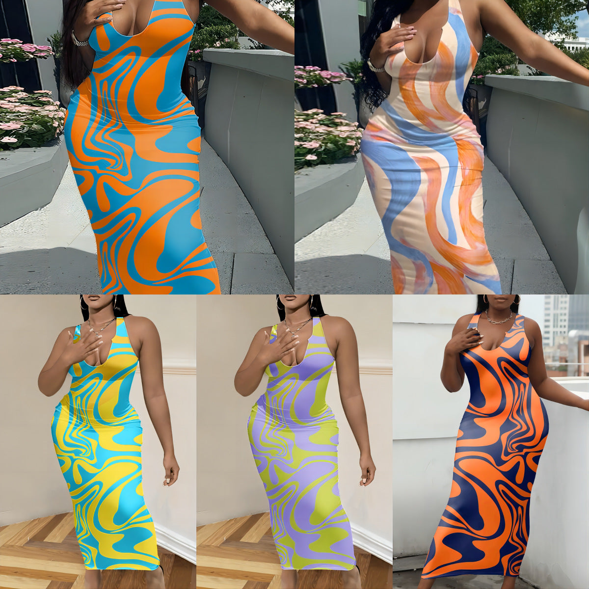 Vestido estampado de moda para mujer