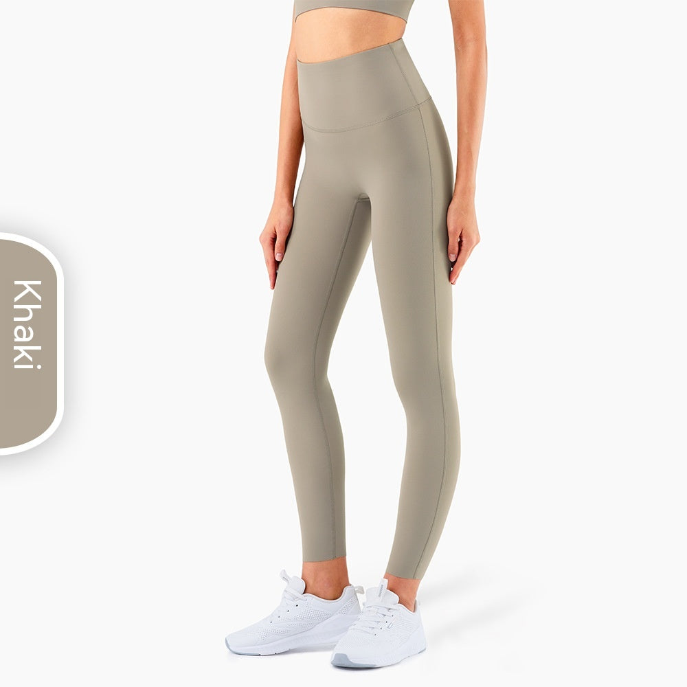 Pantalones de yoga con cintura alta y realce de cadera de color sólido informales a la moda para mujer