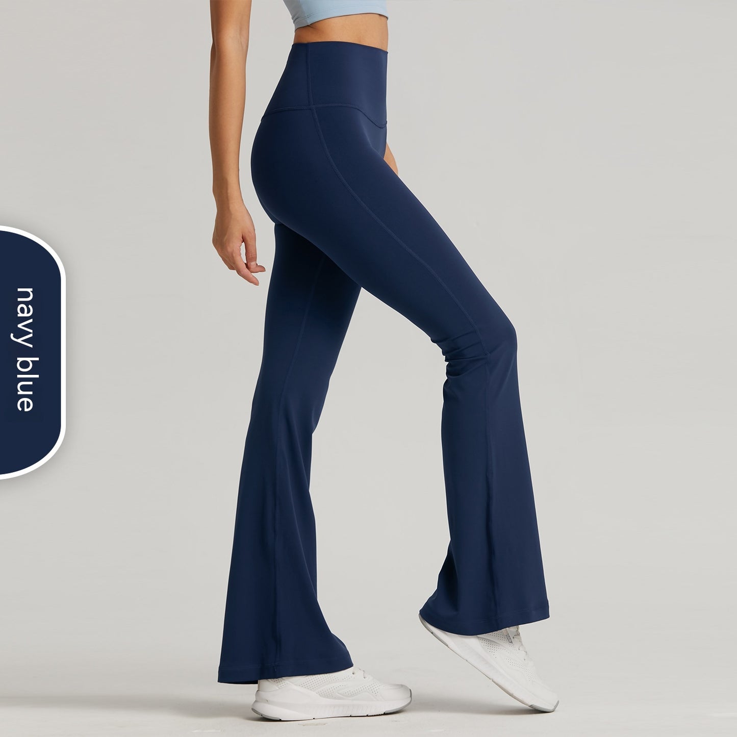 Pantalones de yoga acampanados de color liso informales a la moda para mujer, sin talla