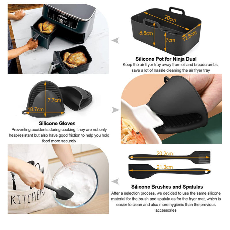 Accesorios para freidora de aire, juego rectangular, parrilla de doble olla