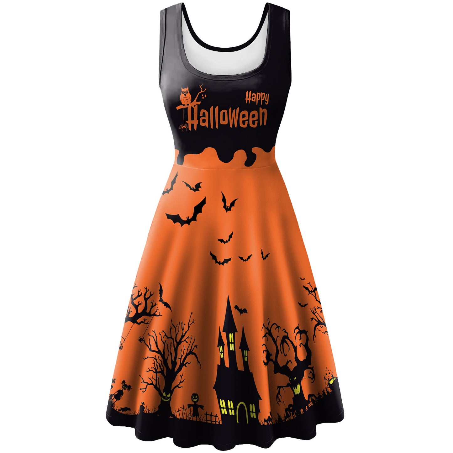 Women's Sleeveless Bat Skeleton Halloween Dress