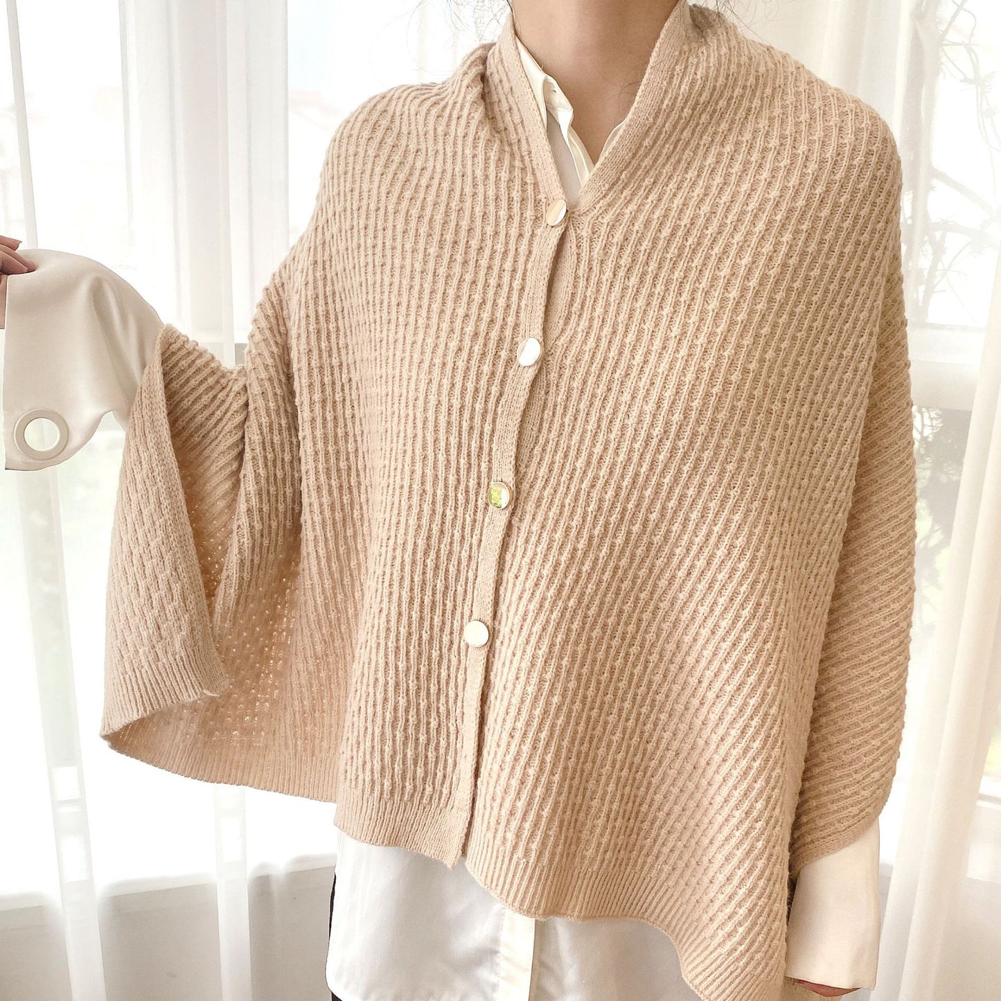 Bufanda de punto versátil, cálida y de moda para chal de mujer