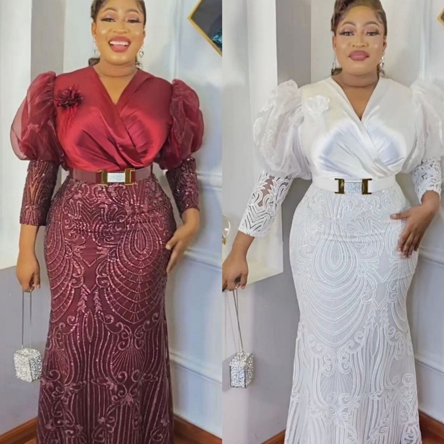 Vestido largo de noche soluble en agua con hilo de industria pesada