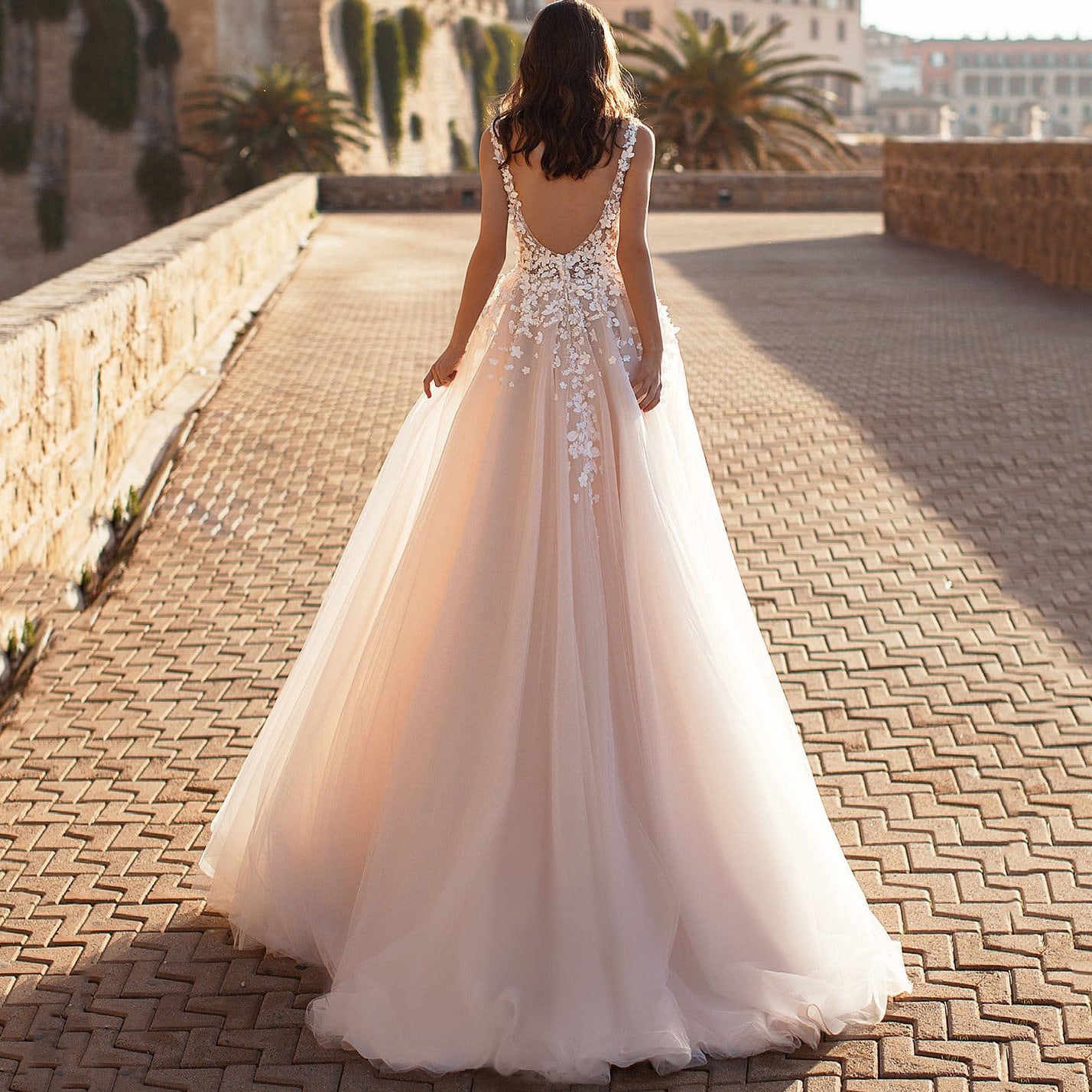 Vestido de novia de encaje para mujer, estilo europeo y americano