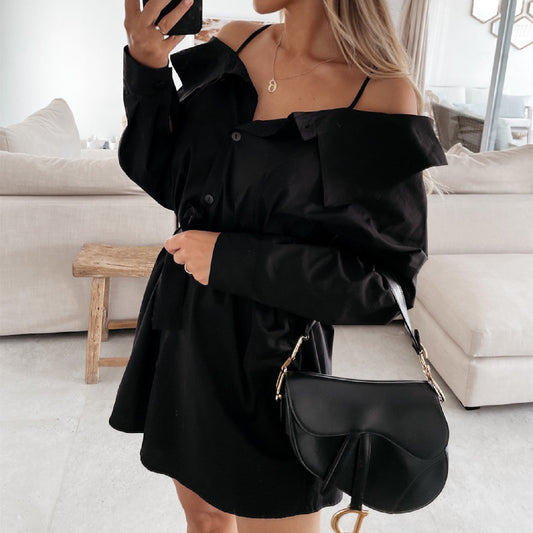 Vestido sencillo de color puro con lazo para mujer