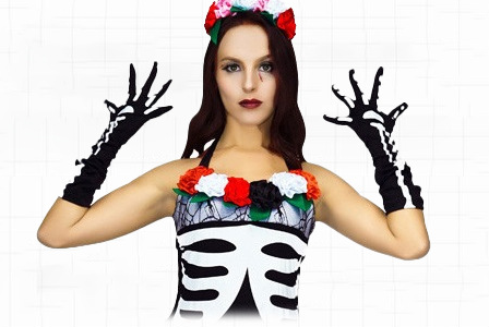 Women's Halloween Undead Ghost Bone Costume