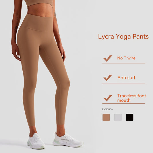 Pantalones de yoga con cintura alta y realce de cadera de color sólido informales a la moda para mujer