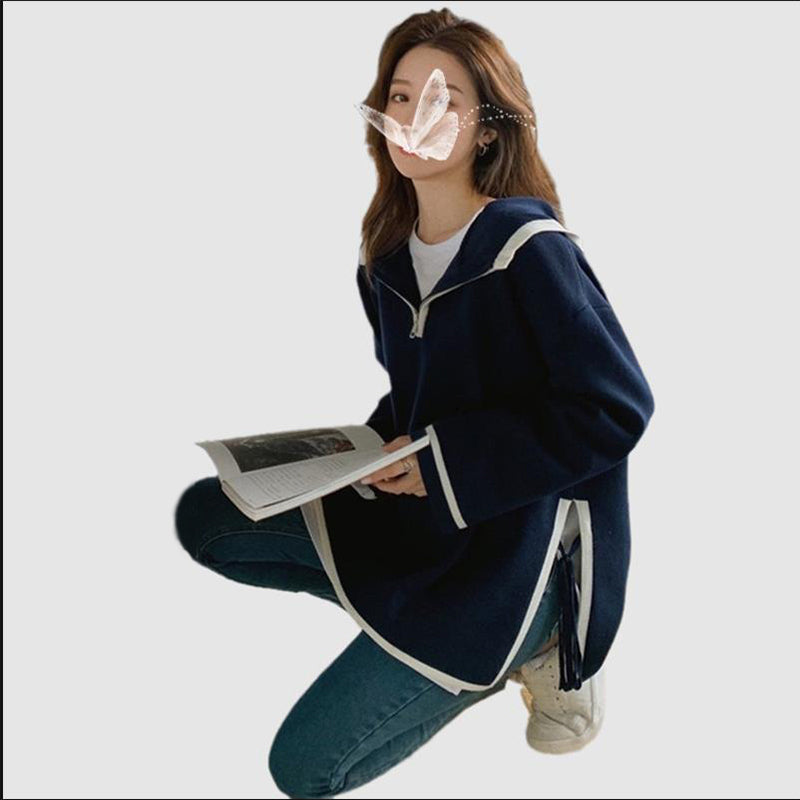 Chaqueta estilo jersey de estilo retro francés de longitud media