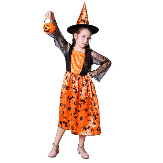 Children's Halloween Pumpkin Witch Dress