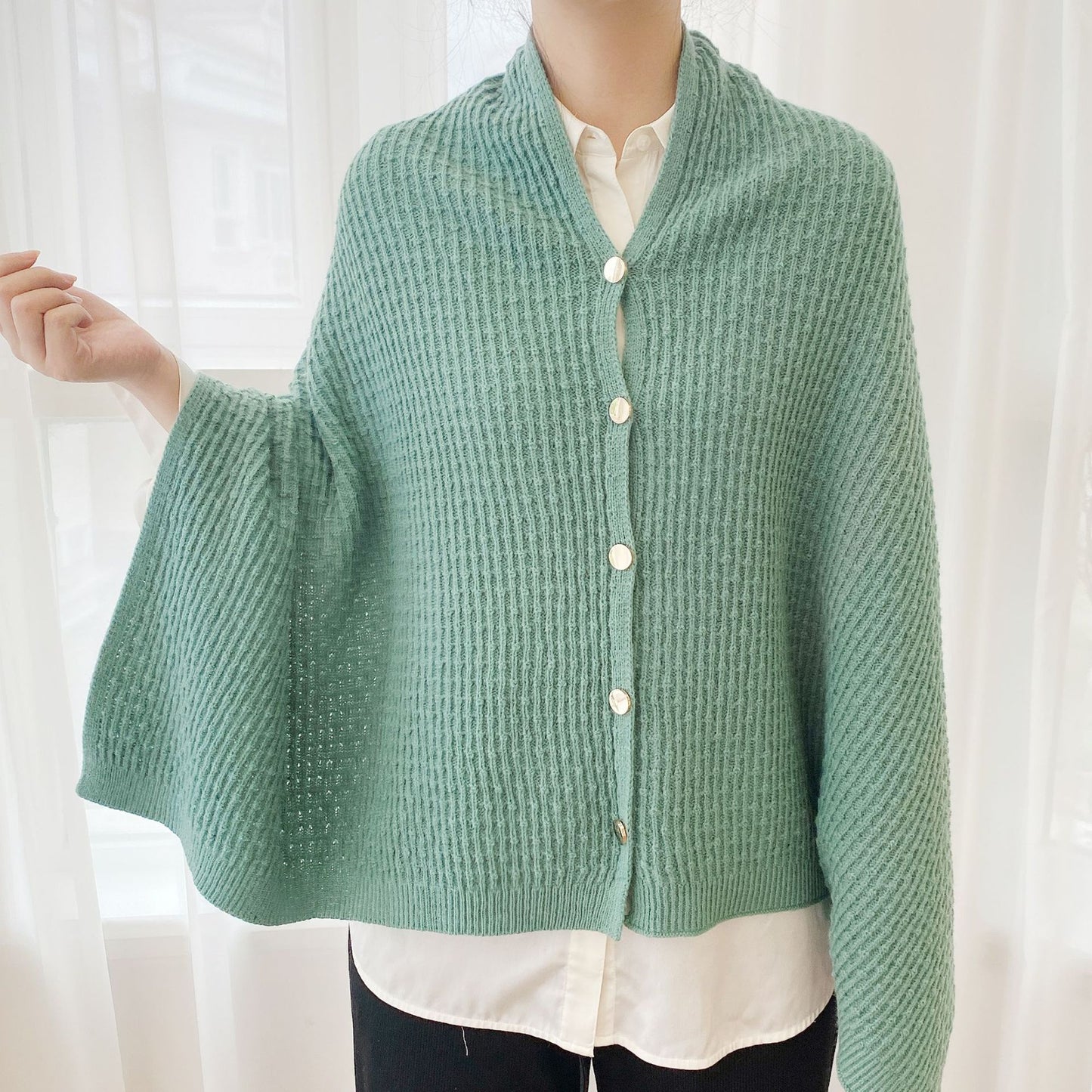 Bufanda de punto versátil, cálida y de moda para chal de mujer