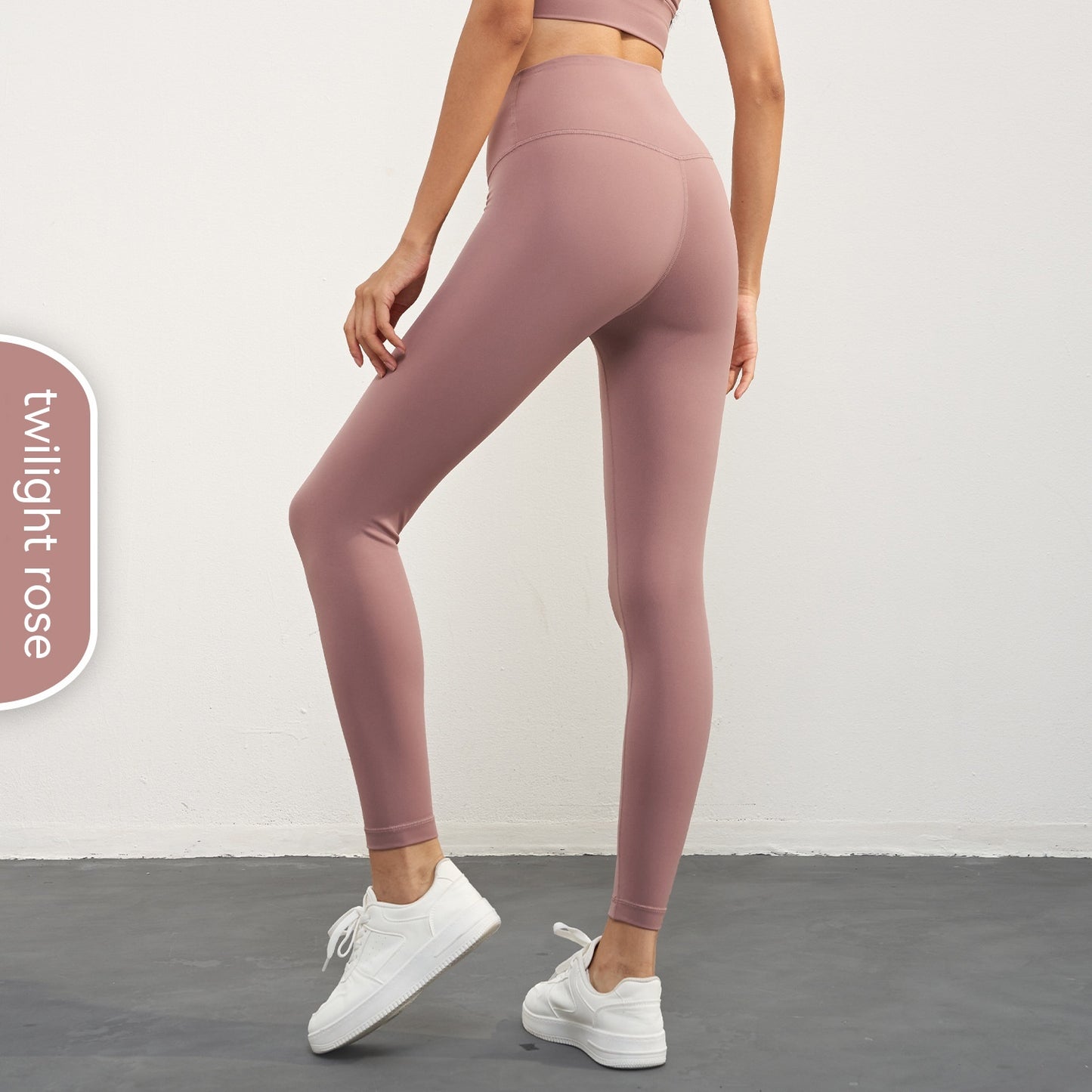Pantalones de yoga ajustados con realce de cadera en color melocotón para mujer, de moda informal y de color puro