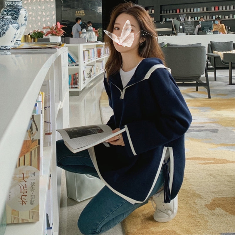 Chaqueta estilo jersey de estilo retro francés de longitud media