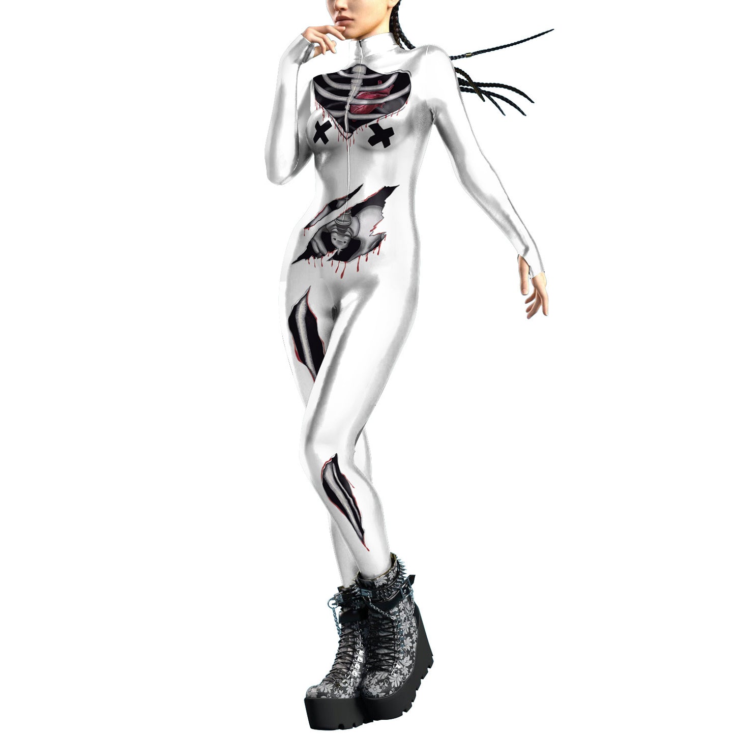 Women's Halloween Skeleton Bodysuit